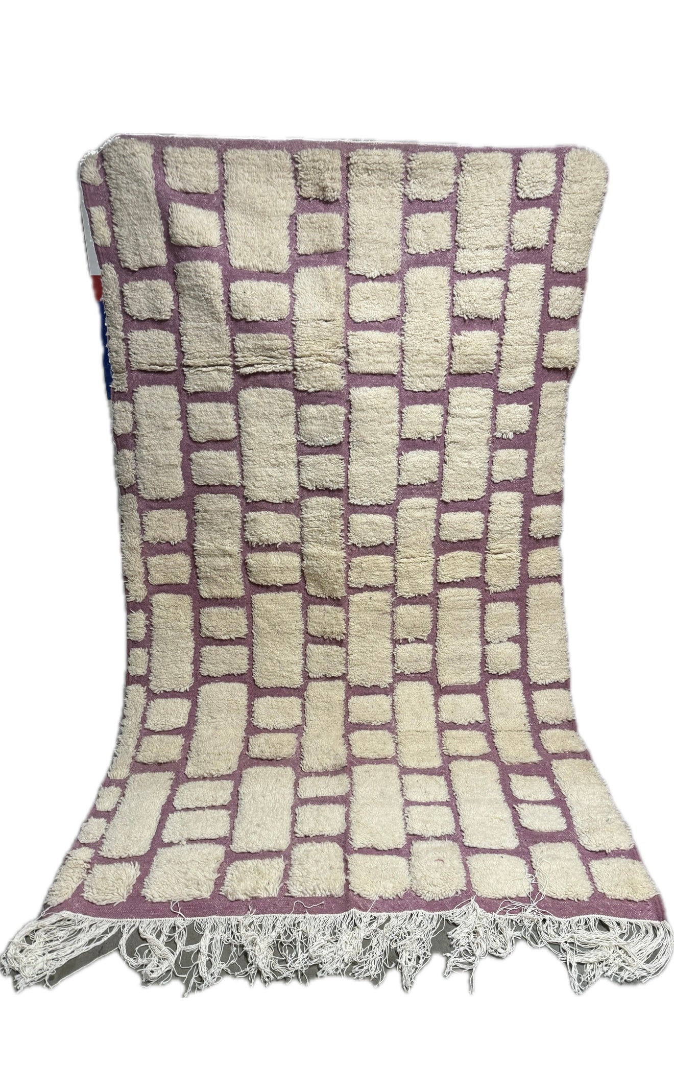 Tapis Berbère Béni Ouarain Écru / Parme