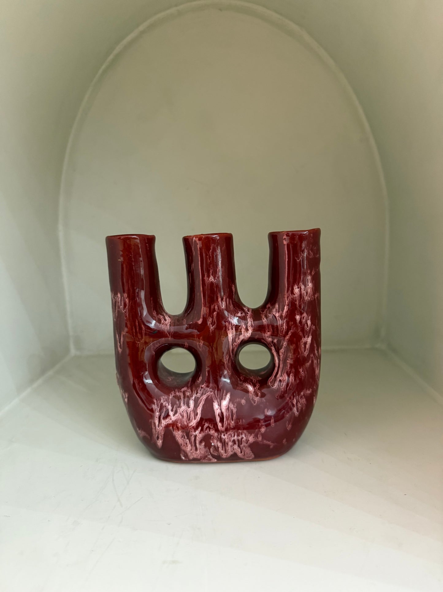 Bougeoir à branches en céramique émaillée – Bordeaux