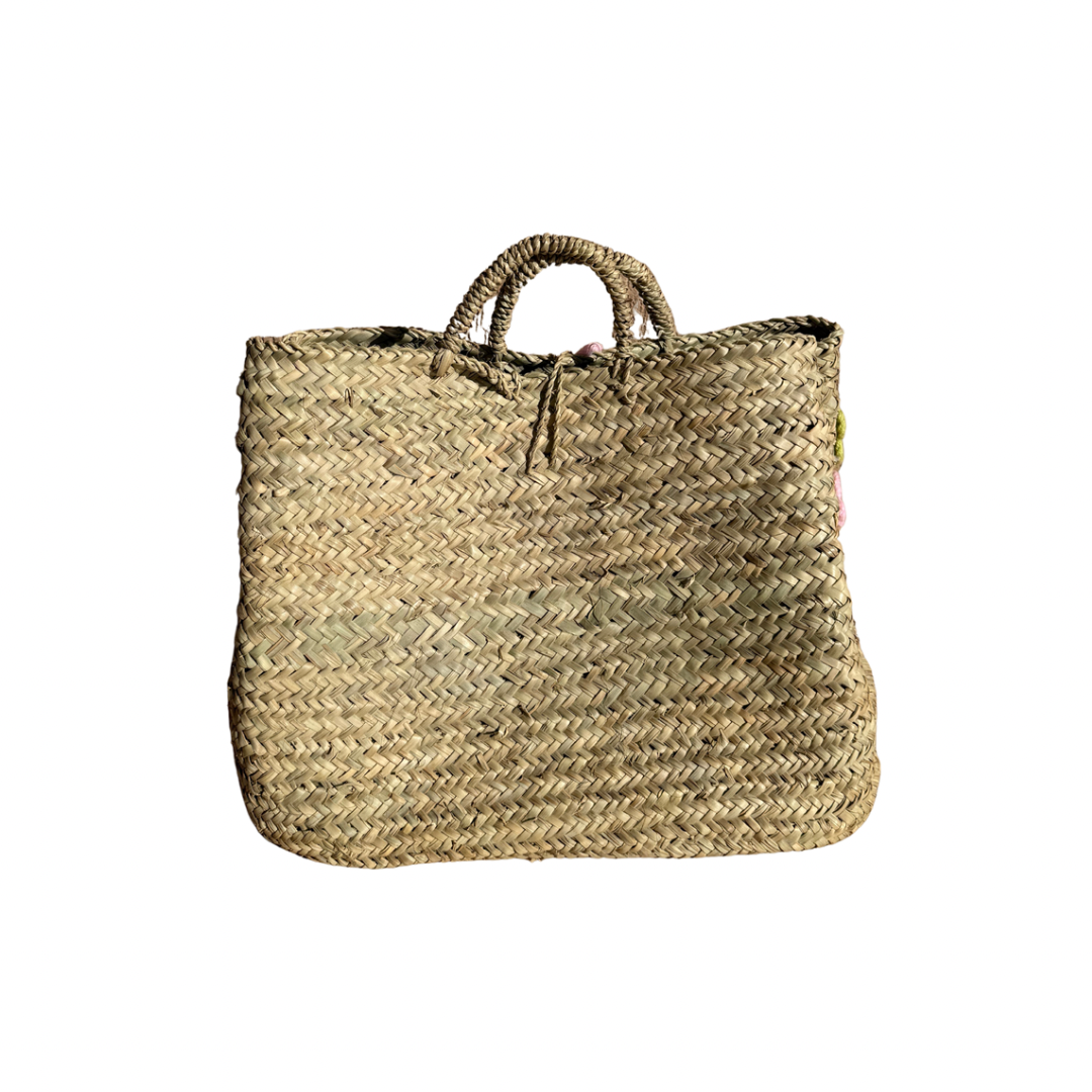 Panier en doum fleuri – Pièce artisanale unique