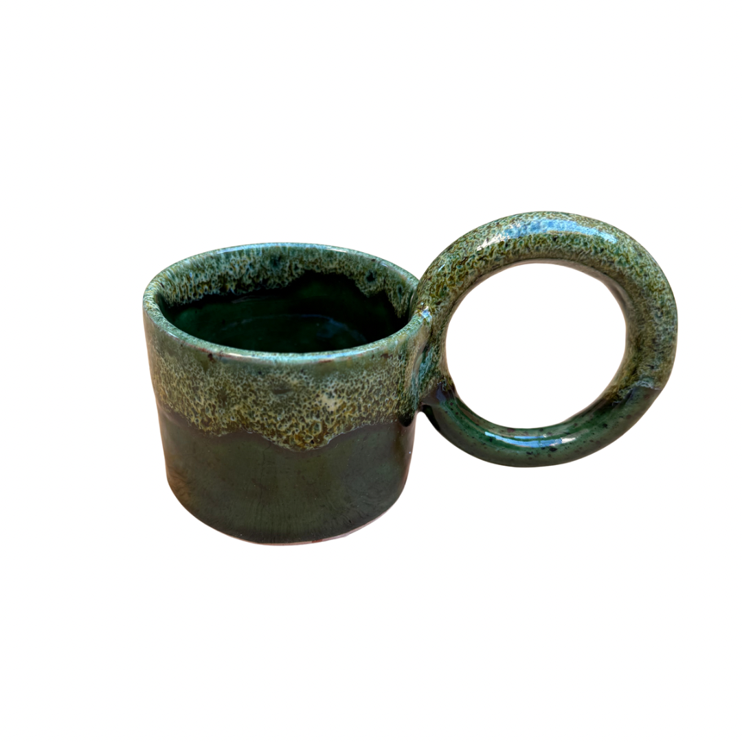 Tasse artisanale en céramique émaillée anse XL