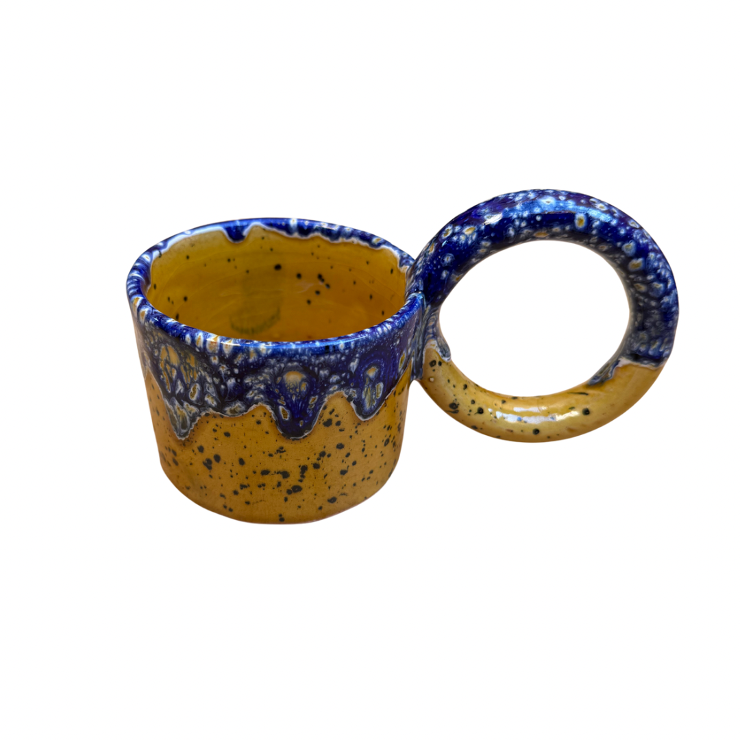 Tasse artisanale en céramique émaillée anse XL