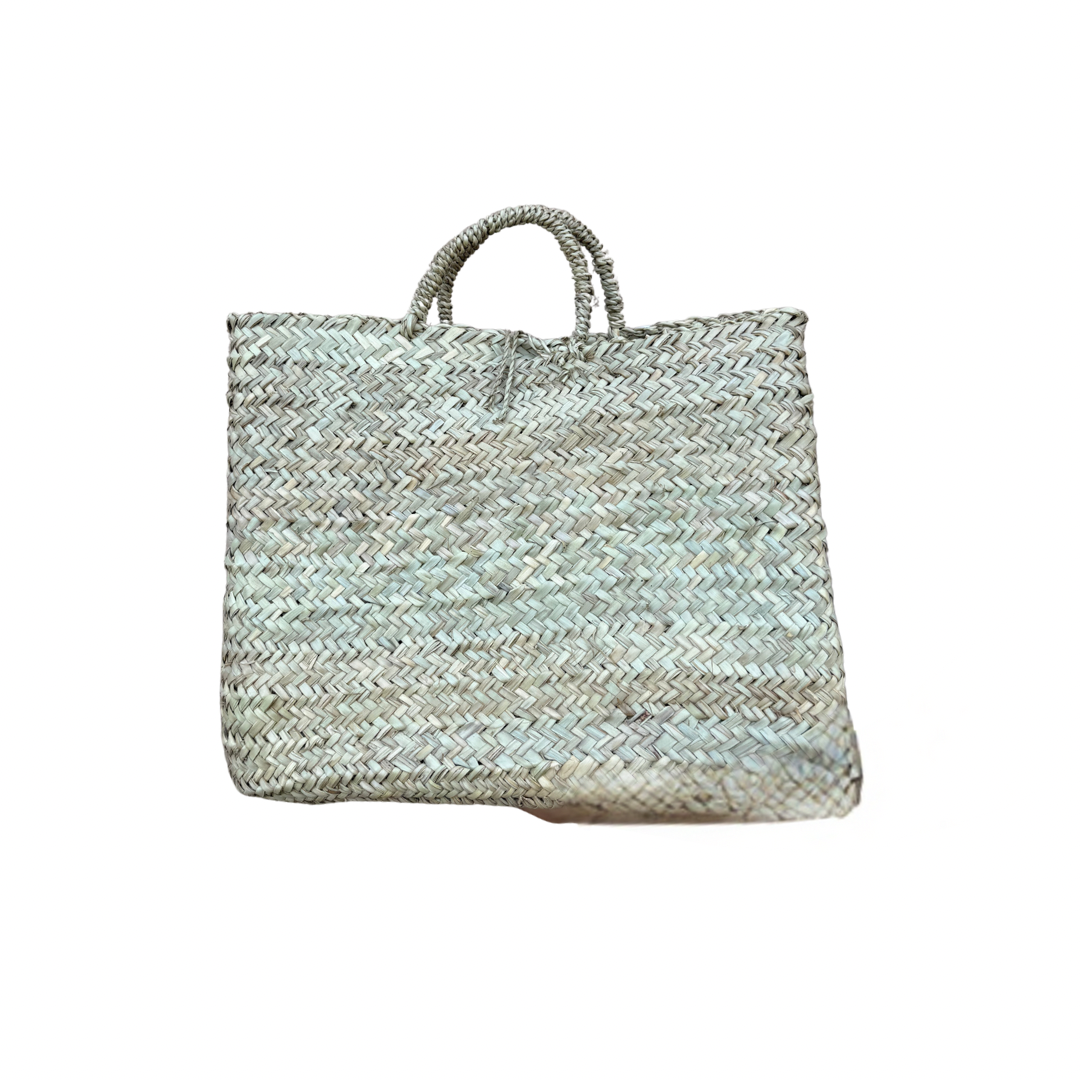 Panier en doum fleuri – Pièce artisanale unique