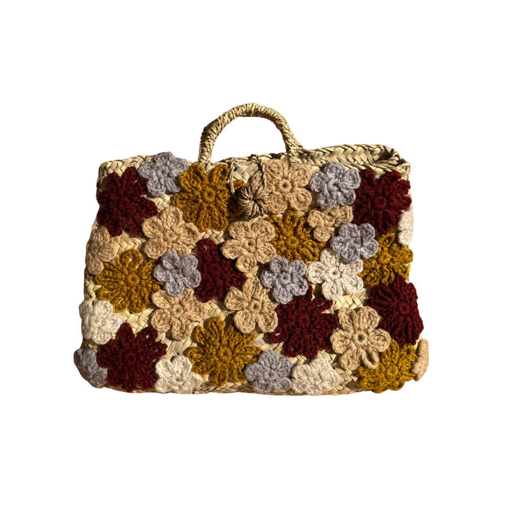 Panier en doum fleuri – Pièce artisanale unique