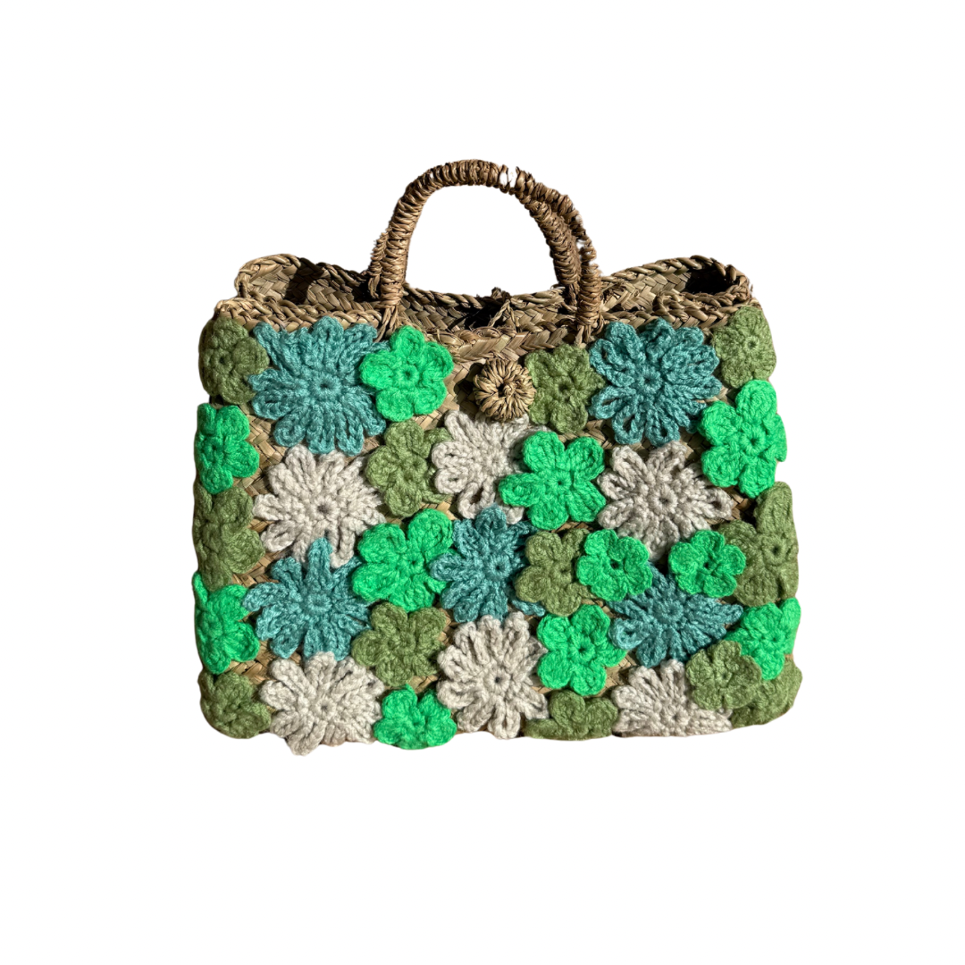 Panier en doum fleuri – Pièce artisanale unique