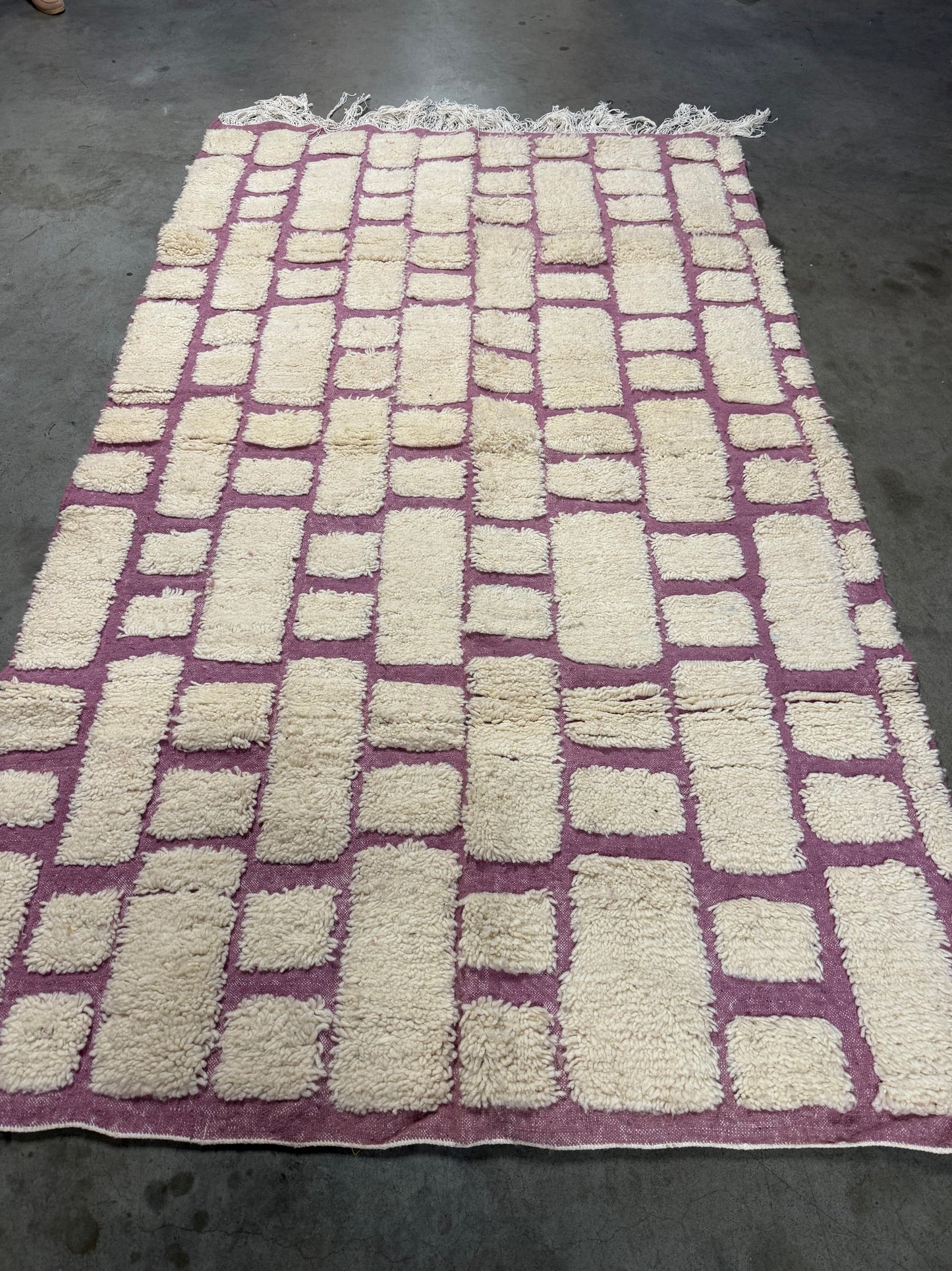 Tapis Berbère Béni Ouarain Écru / Parme