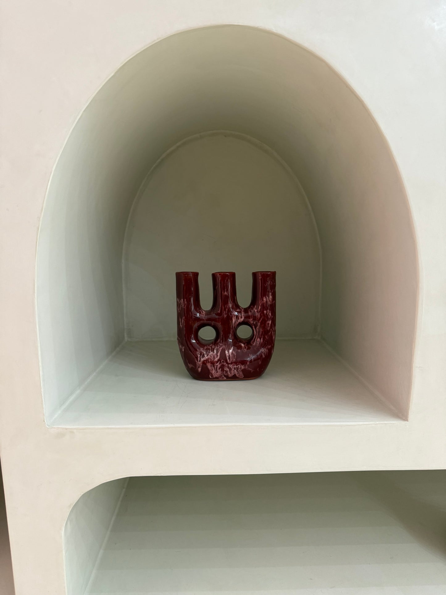 Bougeoir à branches en céramique émaillée – Bordeaux