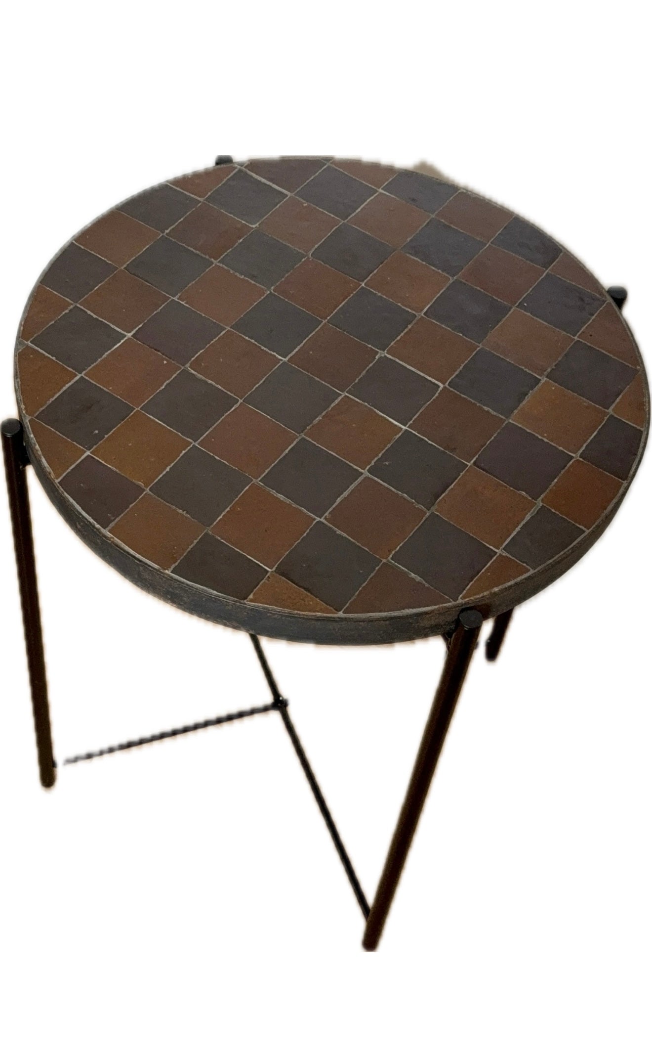 Table d’appoint en Zellige damier marron
