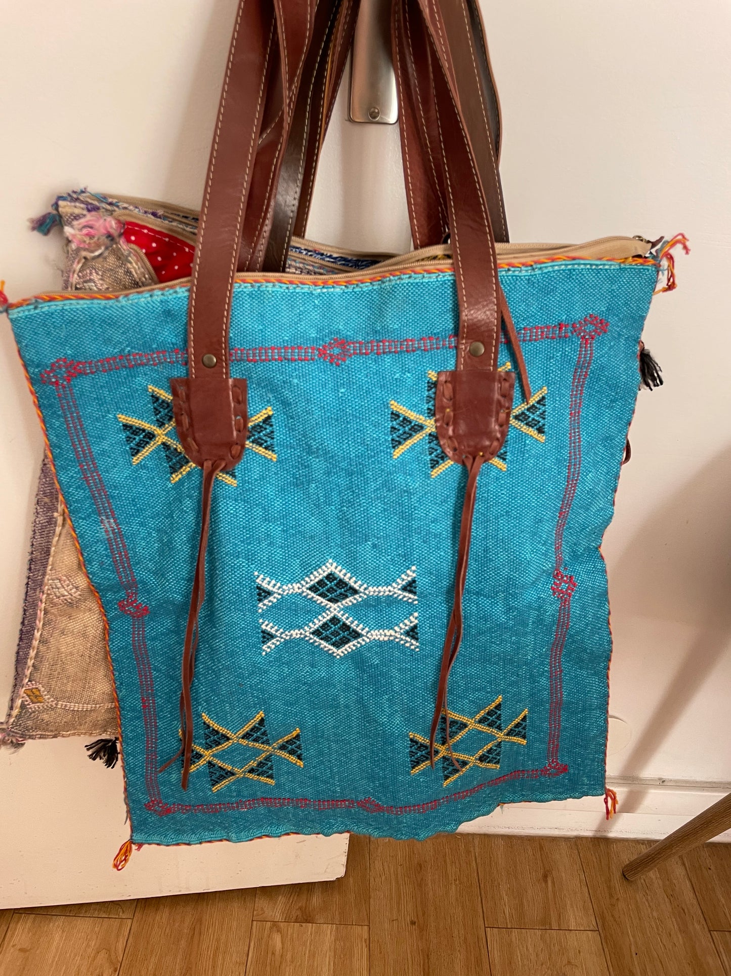 Sac cabas en soie végétale Turquoise