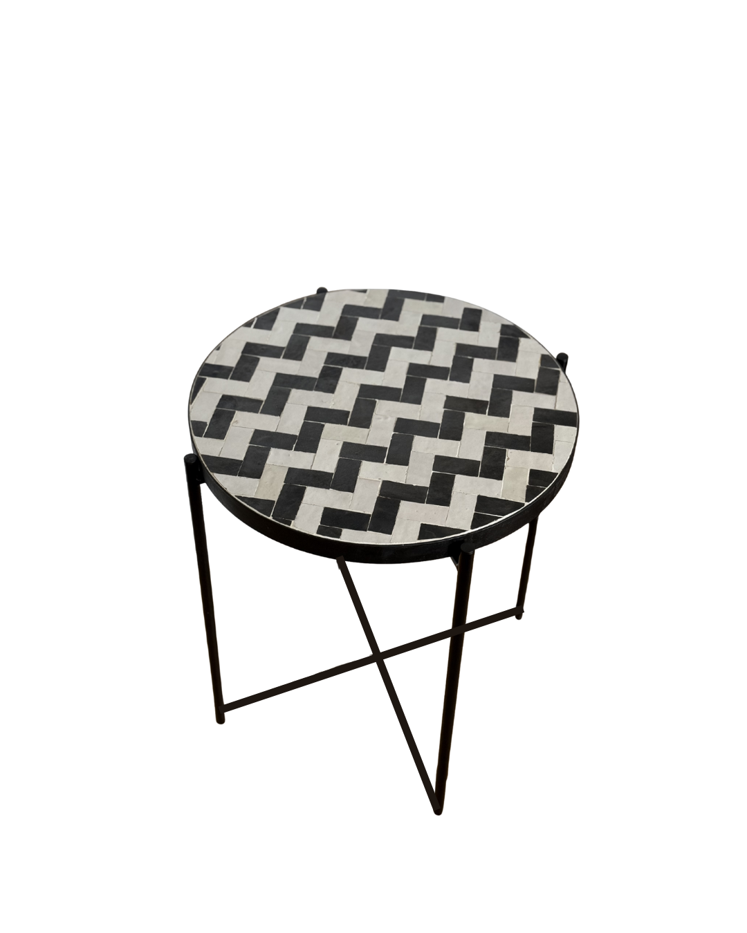 Table d'appoint en Zellige noir et blanc