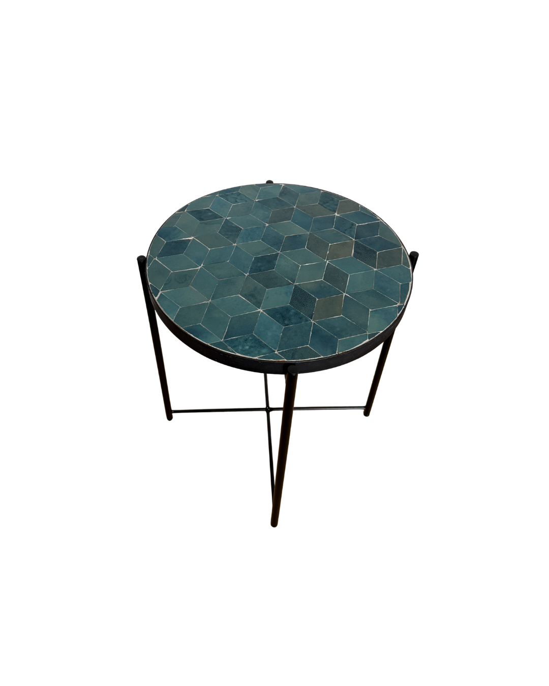 Table d'appoint en zellige bleu turquoise