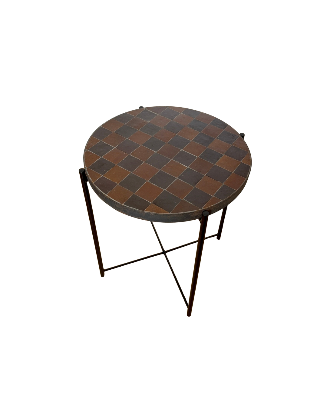 Table d’appoint en Zellige damier marron