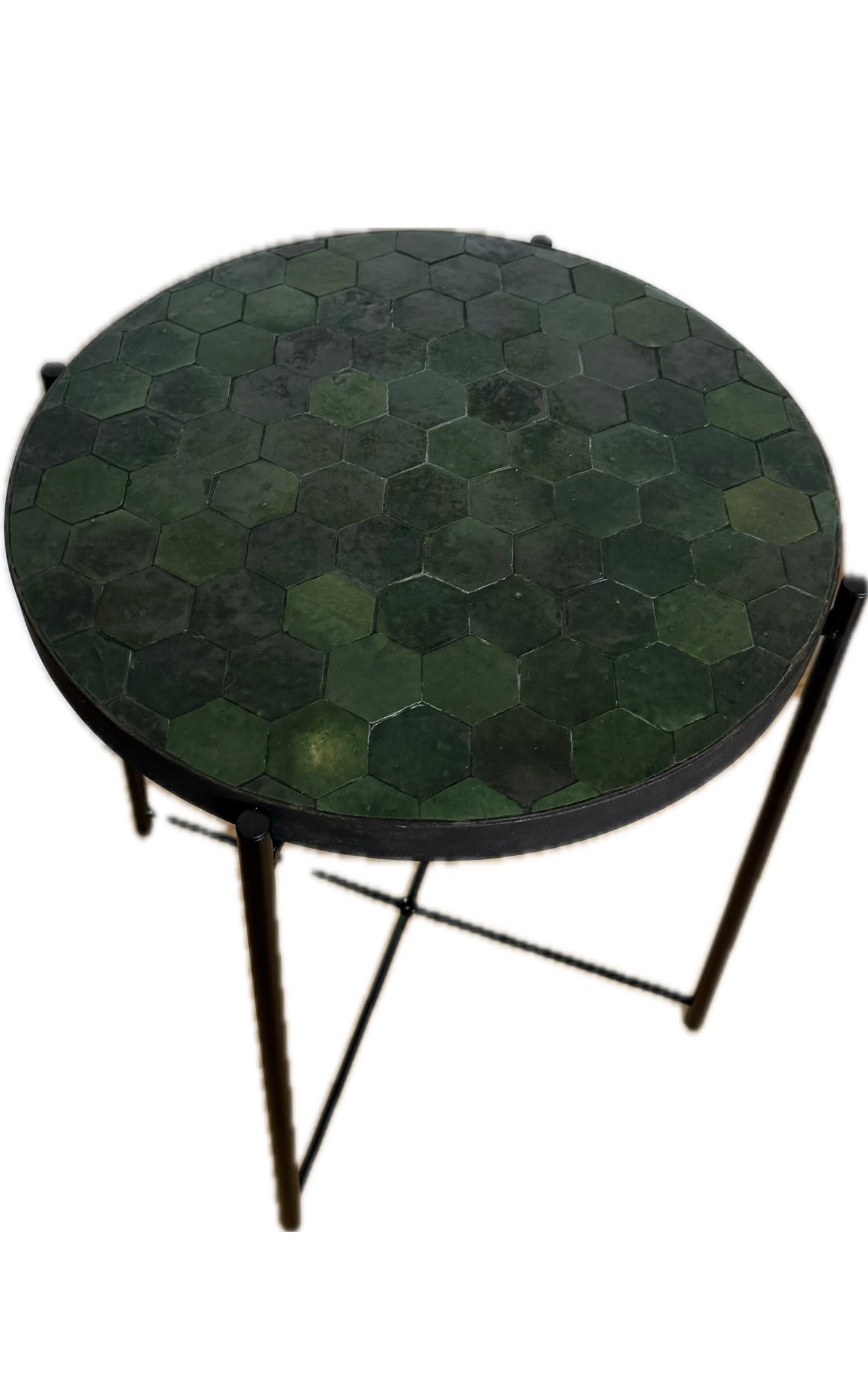 Table d’appoint en Zellige vert émeraude