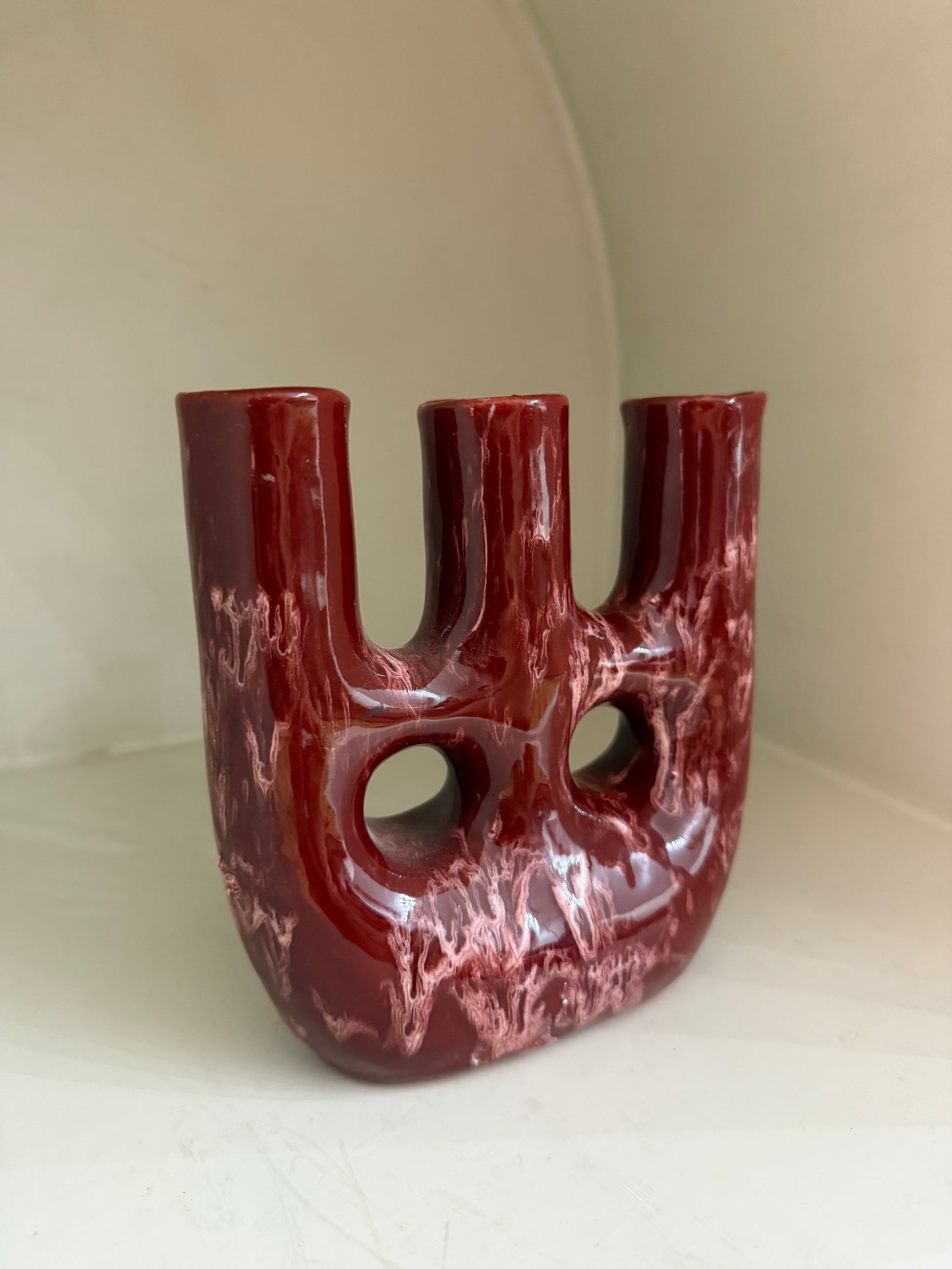 Bougeoir à branches en céramique émaillée – Bordeaux