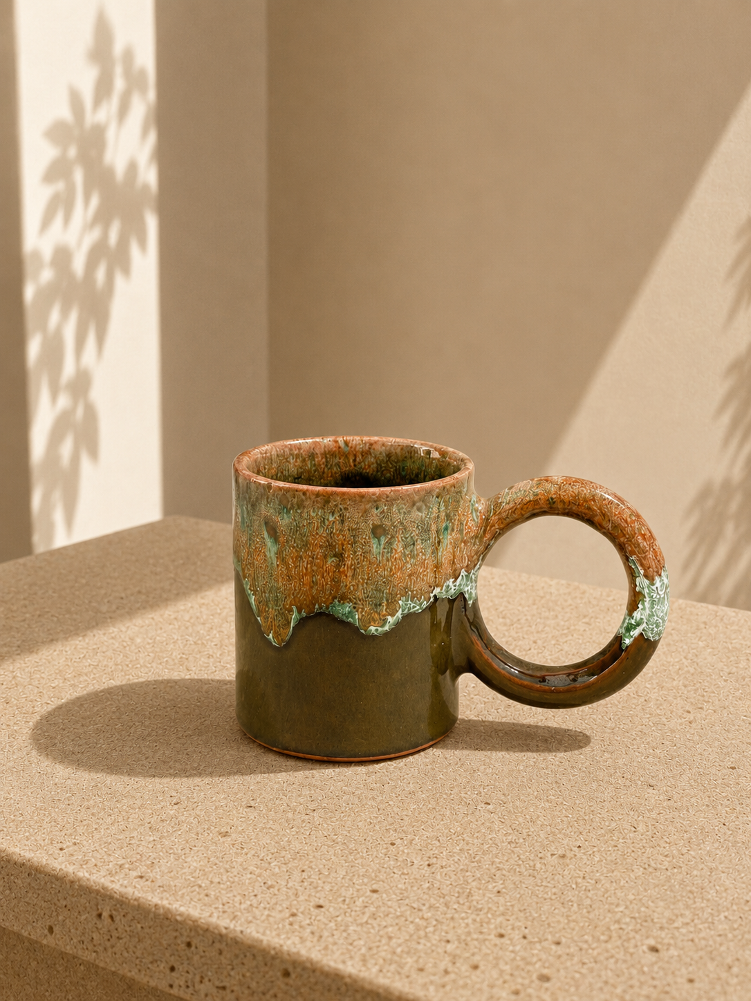 Mug artisanal en céramique émaillée anse XL