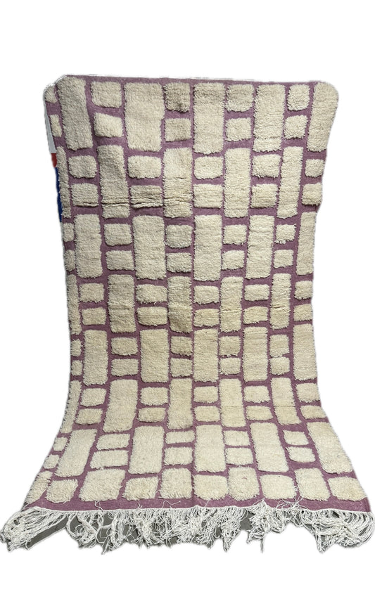 Tapis Berbère Béni Ouarain Écru / Parme