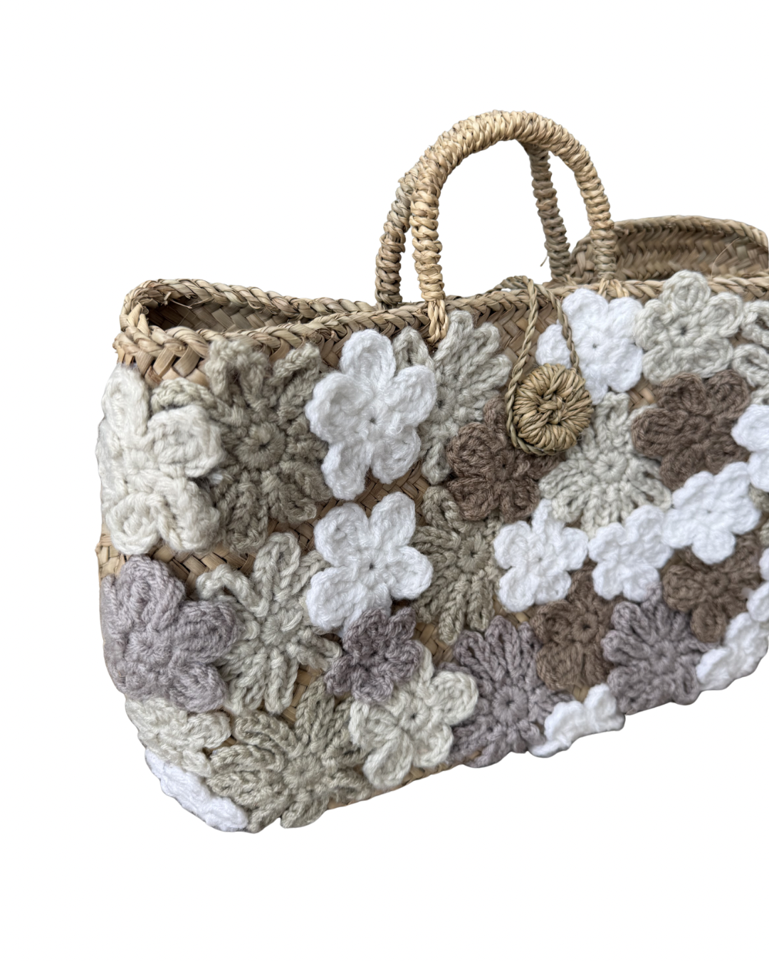 Panier en doum fleuri (Petit format)
