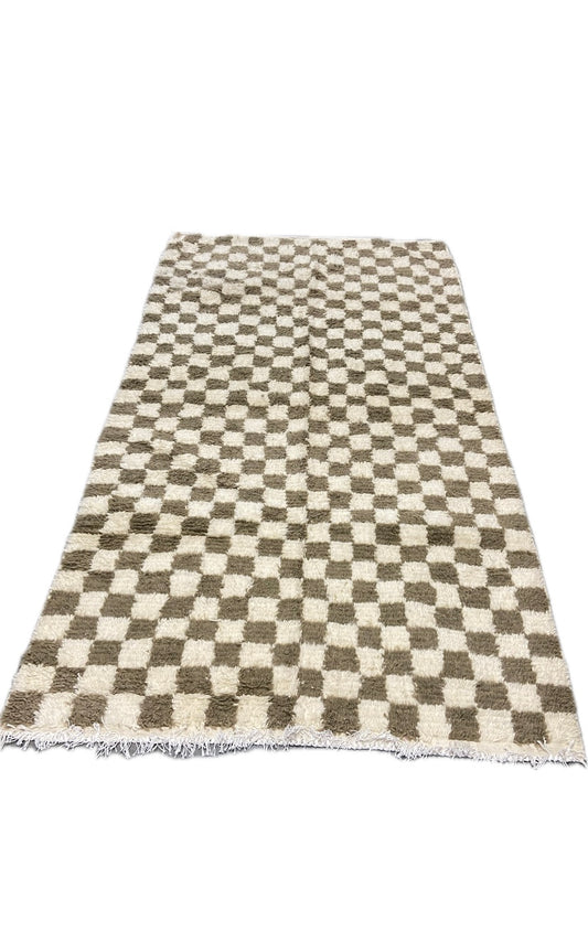 Tapis berbère Béni Ouarain Damier Taupe