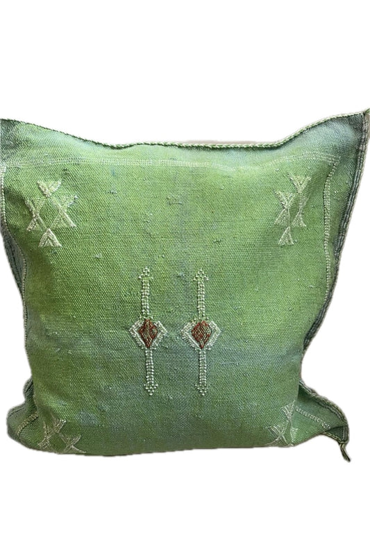 Housse de coussin en soie végétale vert