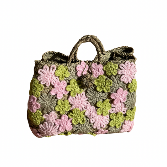 Panier en doum fleuri – Pièce artisanale unique