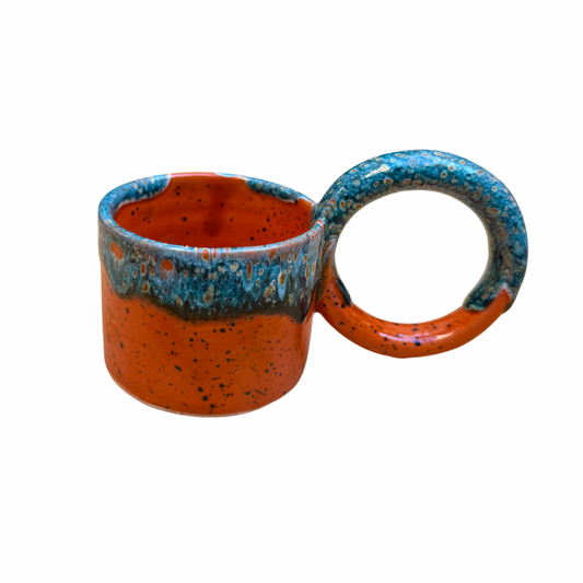 Tasse artisanale en céramique émaillée anse XL
