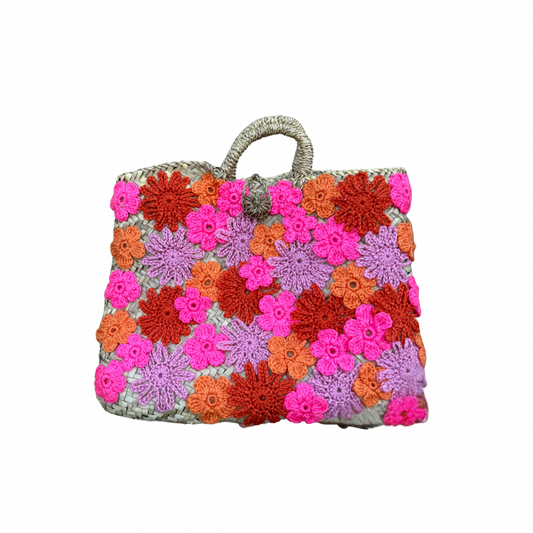 Panier en doum fleuri – Pièce artisanale unique