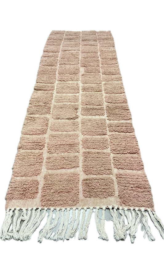 Tapis couloir Béni Ouarain rose poudré