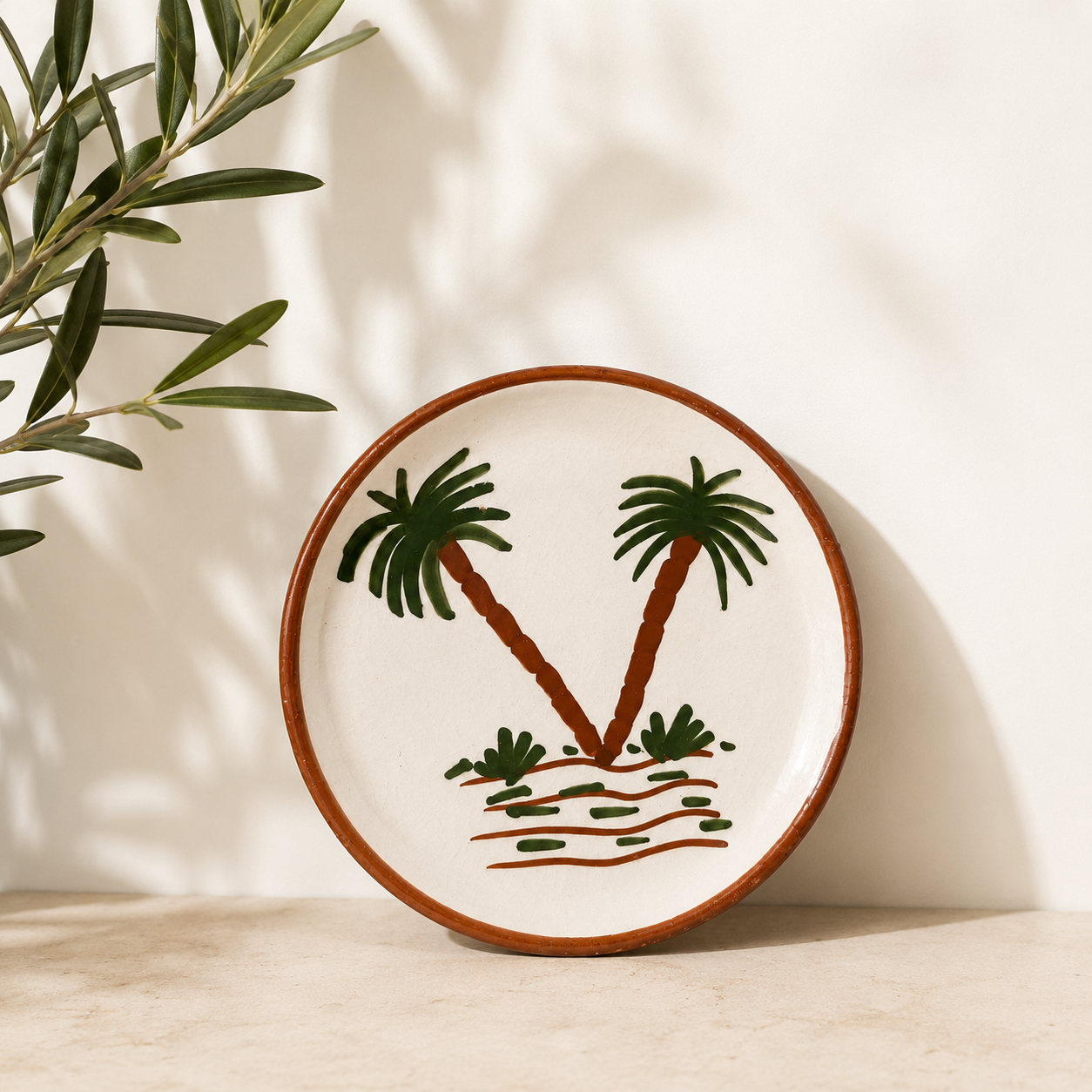 Assiettes en céramique - palmier