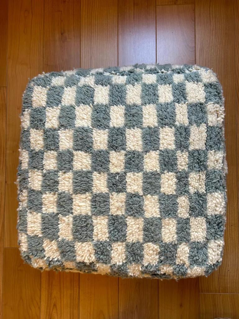 Grand Pouf Damier gris