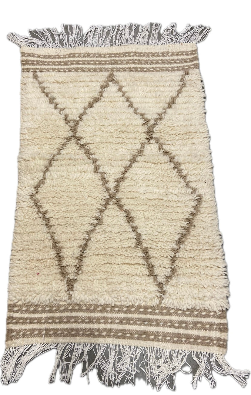 Petit tapis berbère Béni Ouarain beige