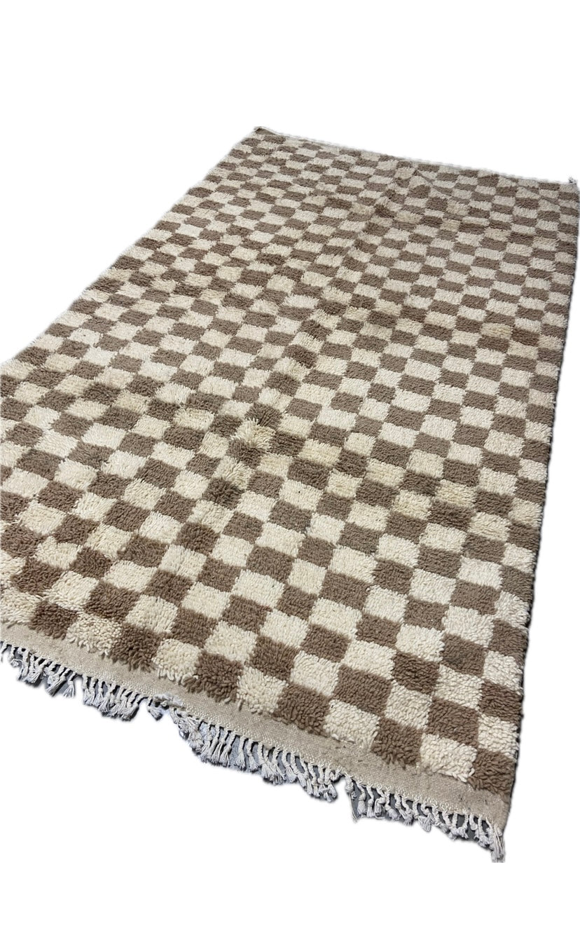 Tapis berbère Béni Ouarain Damier Beige