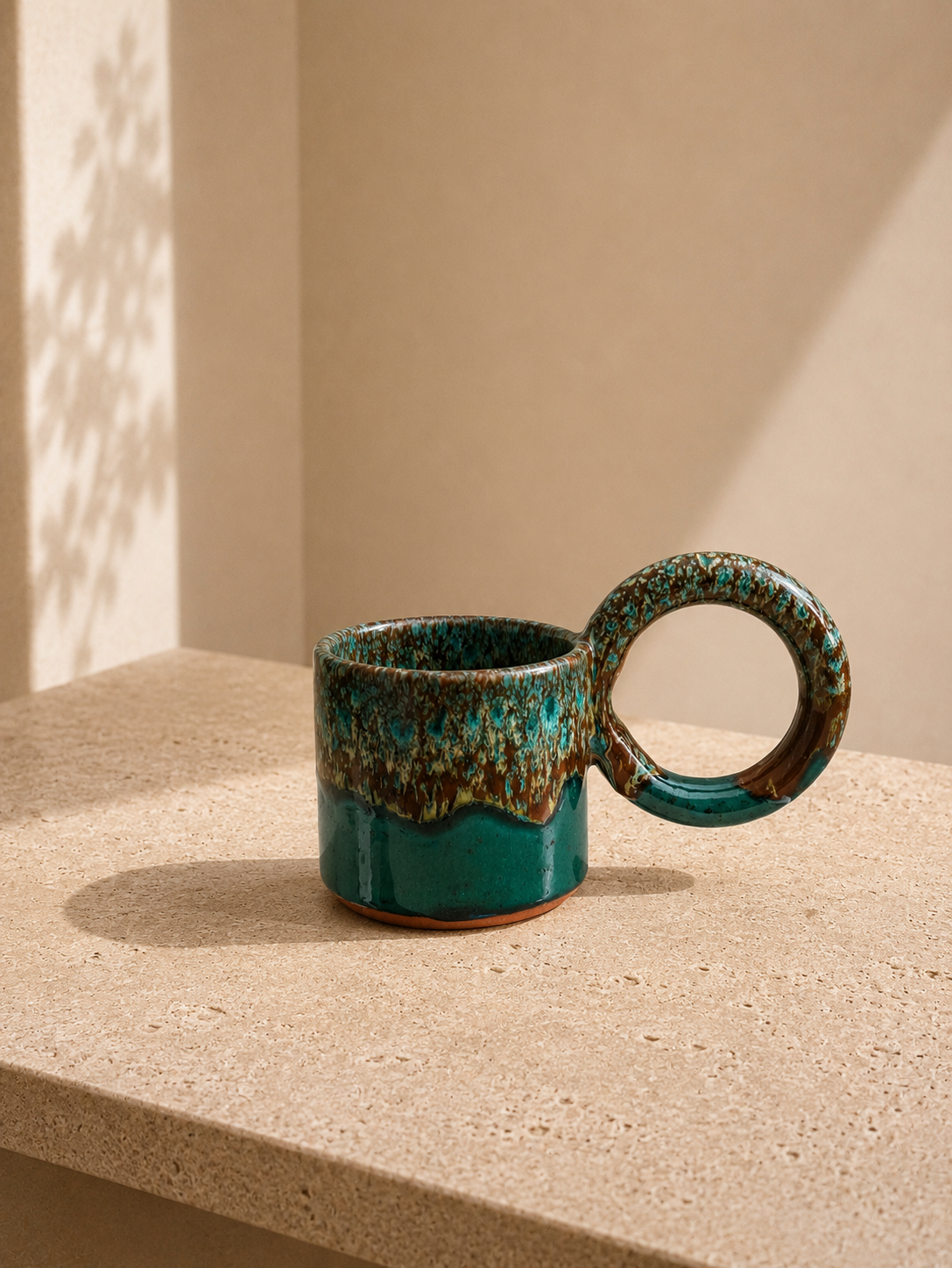 Tasse en céramique émaillée anse XL