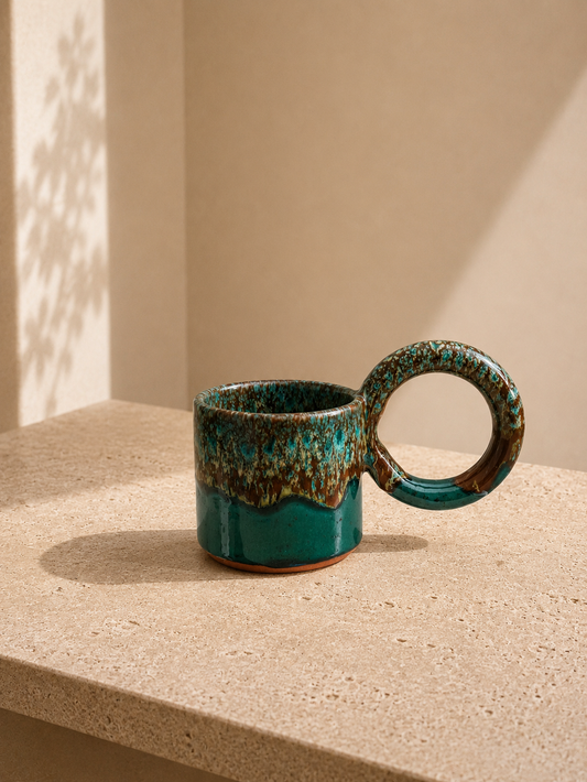 Tasse en céramique émaillée anse XL
