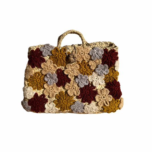 Panier en doum fleuri – Pièce artisanale unique