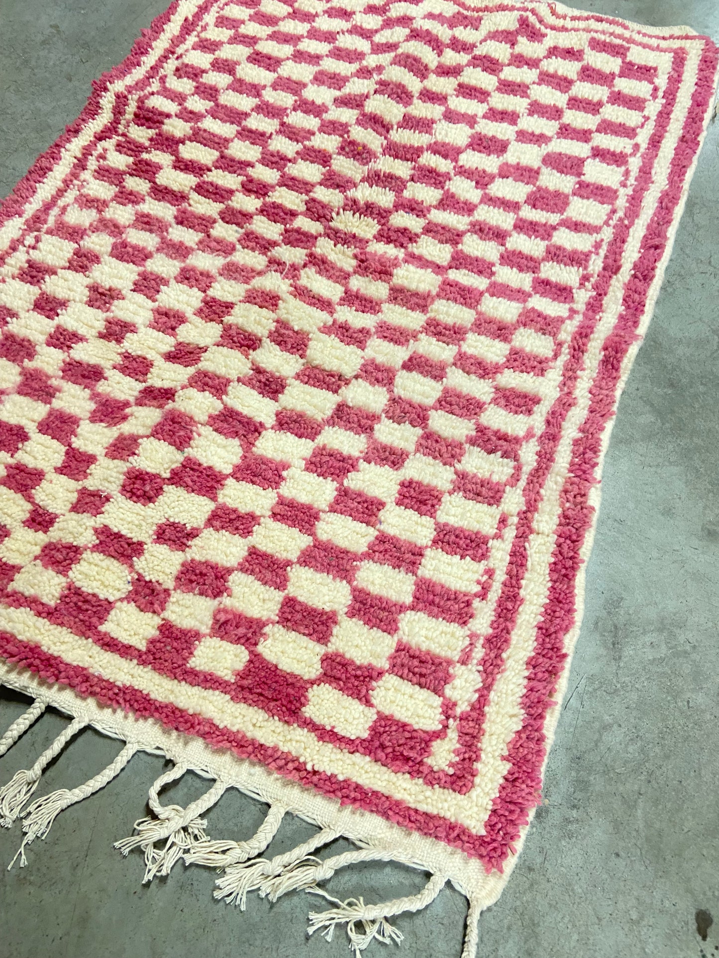 Béni Ourain Berber Rug Checkered Pink