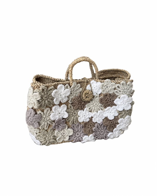 Panier en doum fleuri (Petit format)