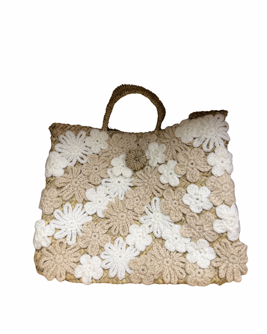 Panier en doum fleuri (Grand format)