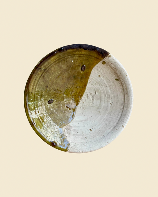 Assiette semi émaillée bi color en céramique de tamegroute 20cm