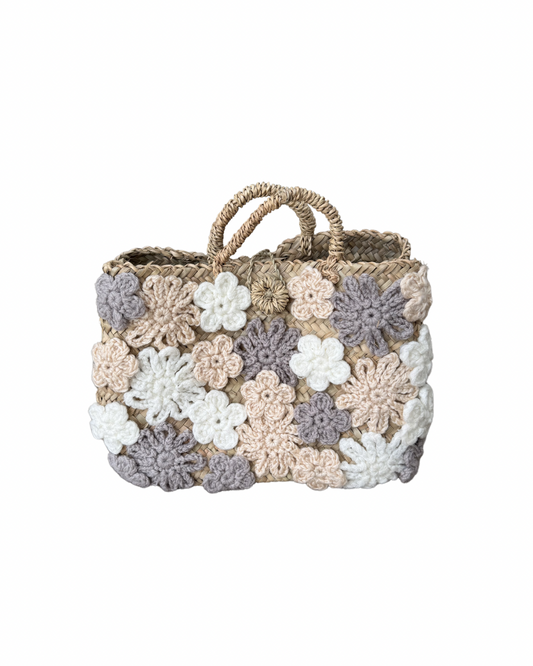 Panier en doum fleuri (Petit format)