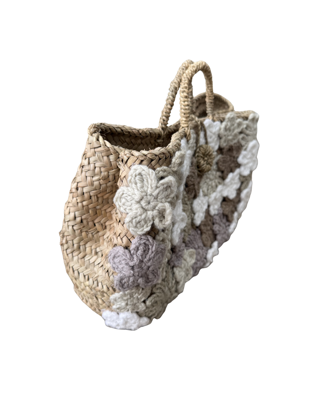Panier en doum fleuri (Petit format)