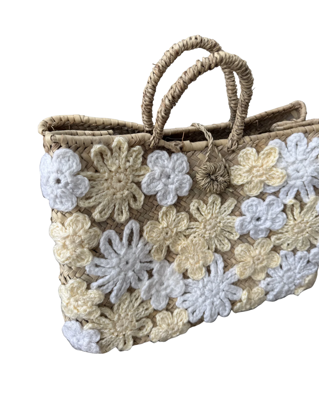 Panier en doum fleuri (Petit format)