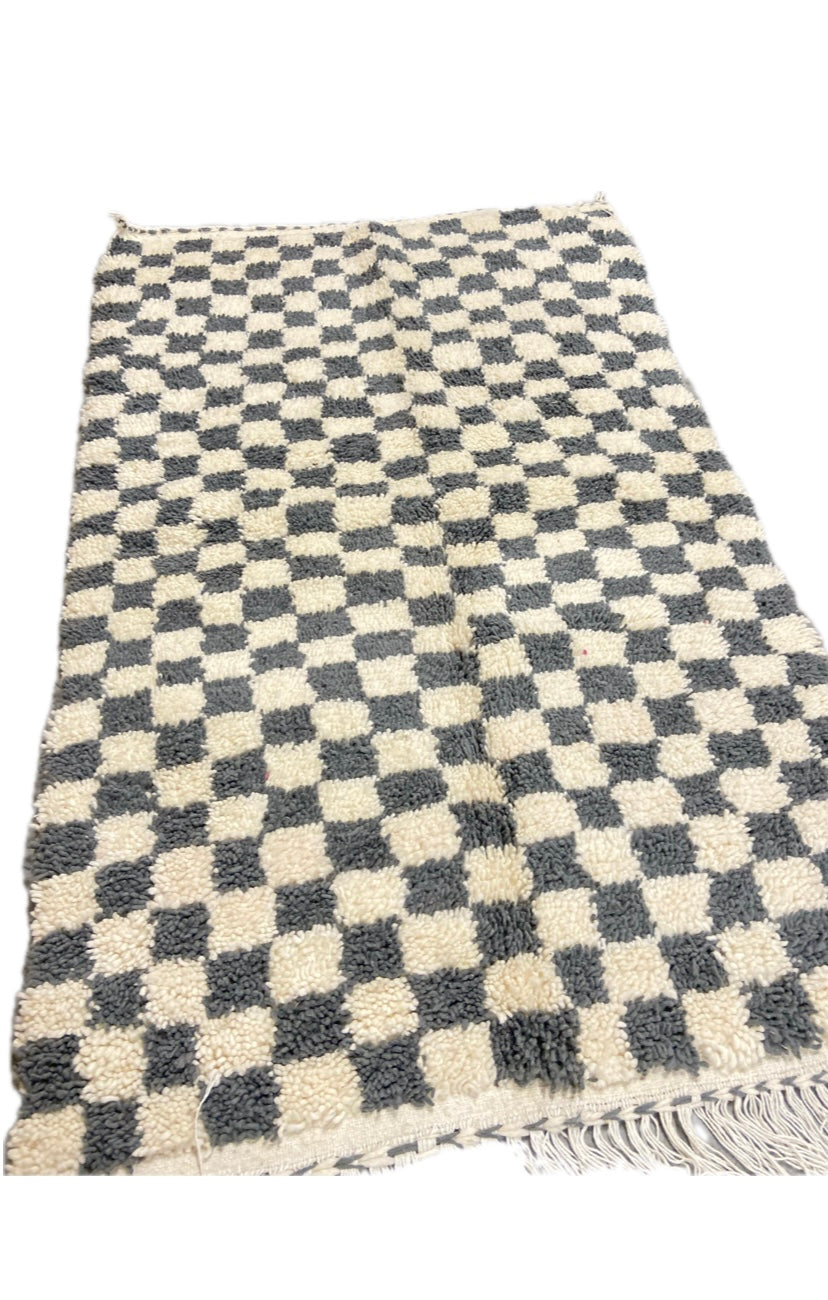 Tapis berbère Béni Ouarain Damier Gris