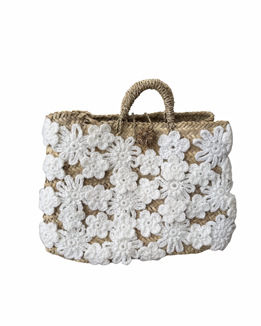 Panier en doum fleuri (Grand format)