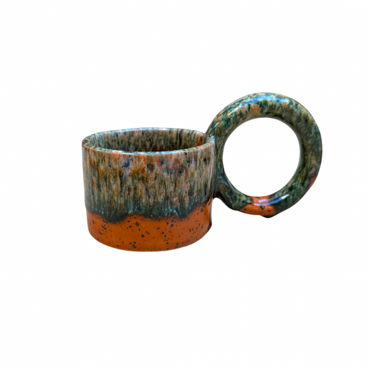 Tasse artisanale en céramique émaillée anse XL