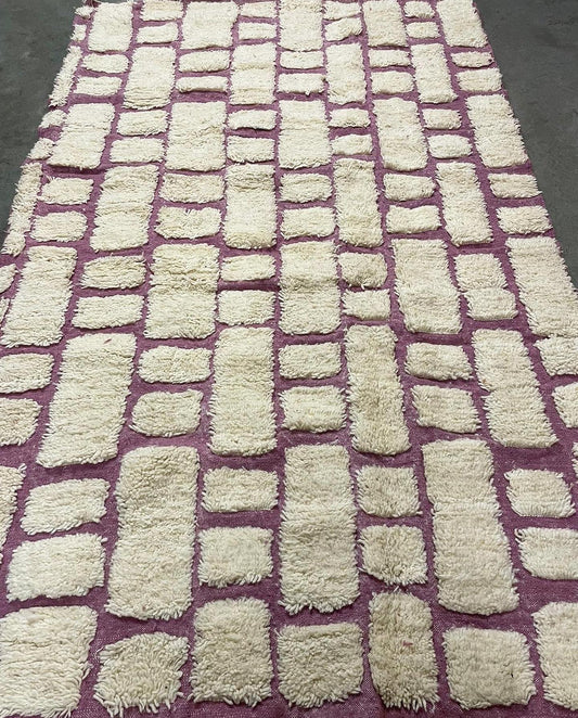 Tapis Berbère Béni Ouarain Écru / Parme