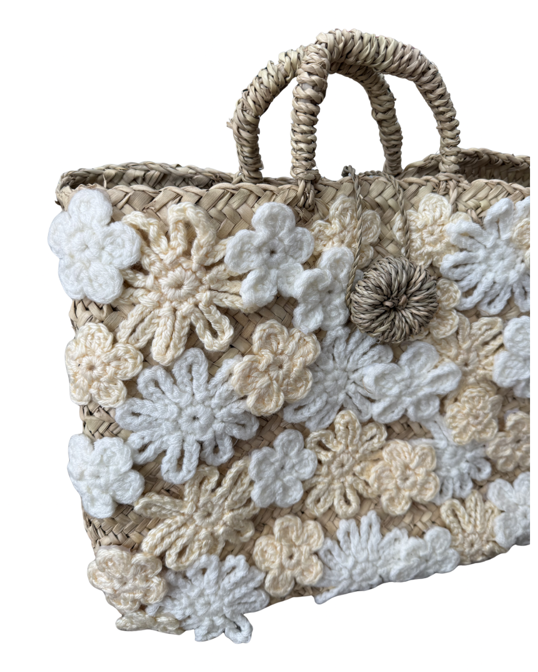 Panier en doum fleuri (Grand format)