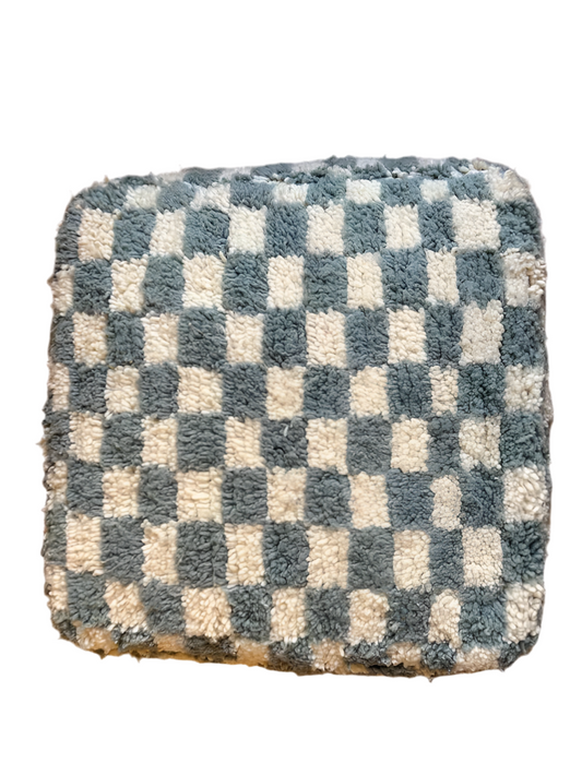 Grand Pouf Damier gris