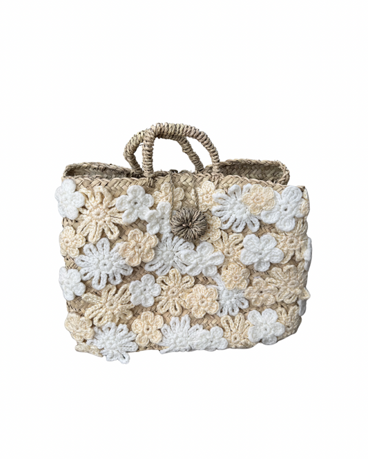 Panier en doum fleuri (Grand format)