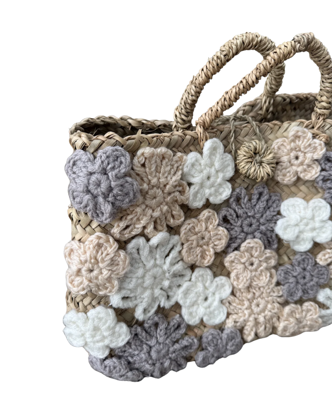 Panier en doum fleuri (Petit format)