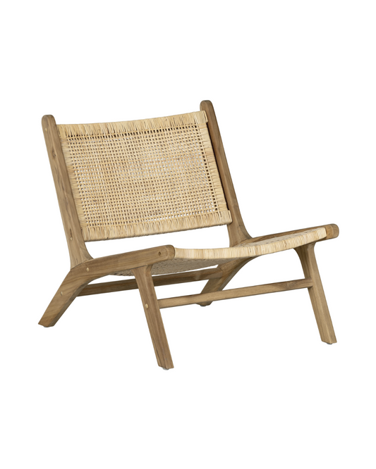 Fauteuil TIMA en bois de noyer et rotin naturel