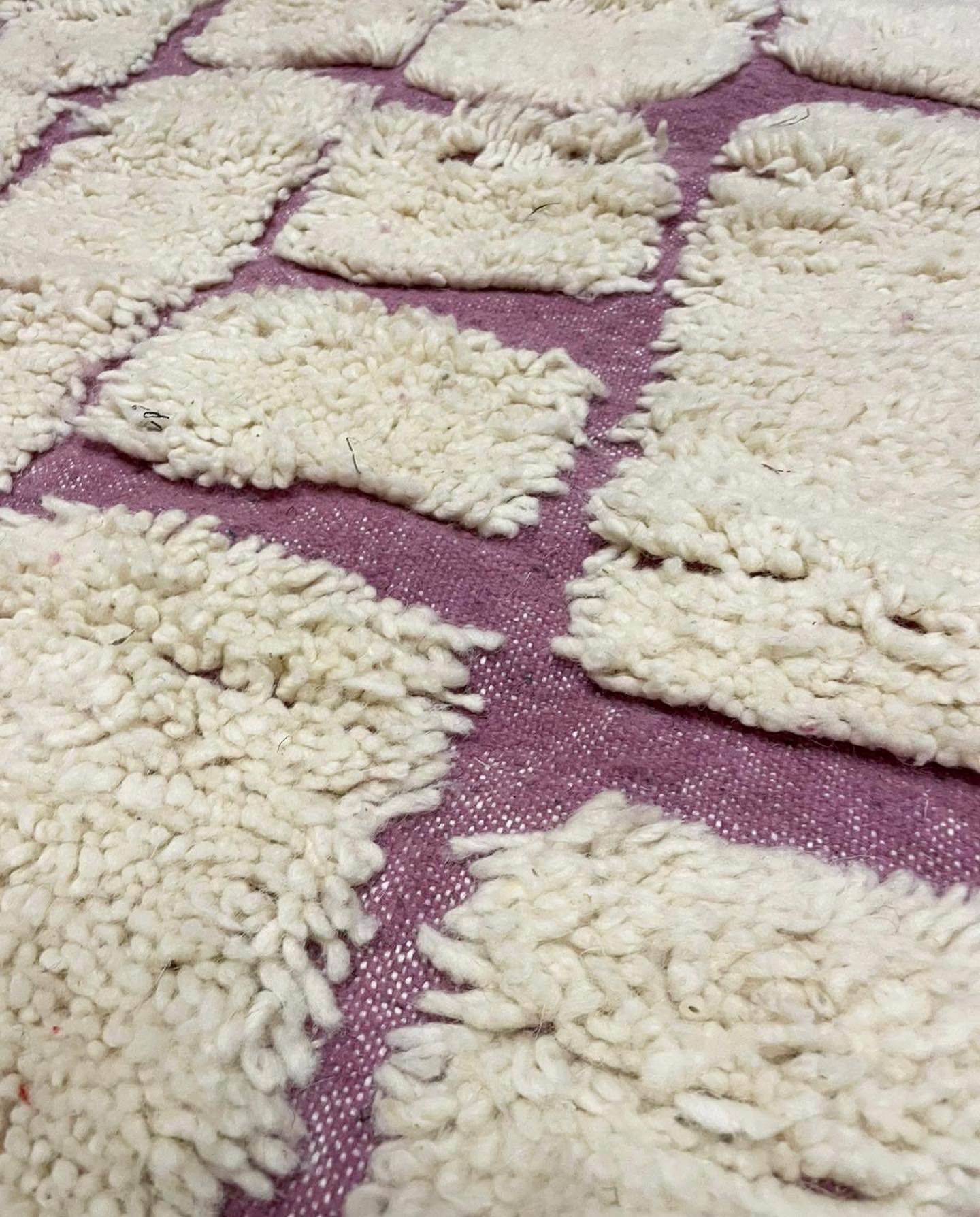 Tapis Berbère Béni Ouarain Écru / Parme